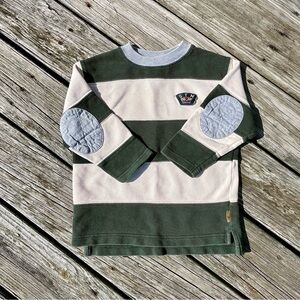 Vintage Long Sleeve Gymboree Green Stripe Elbow Patch Crewneck Pullover Jersey